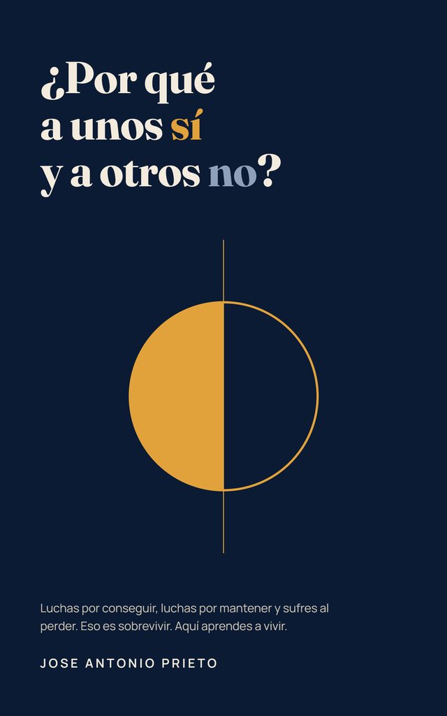 Portada del libro: título en letras crema sobre azul noche y un círculo con la mitad izquierda dorada, cruzado por una línea vertical fina.